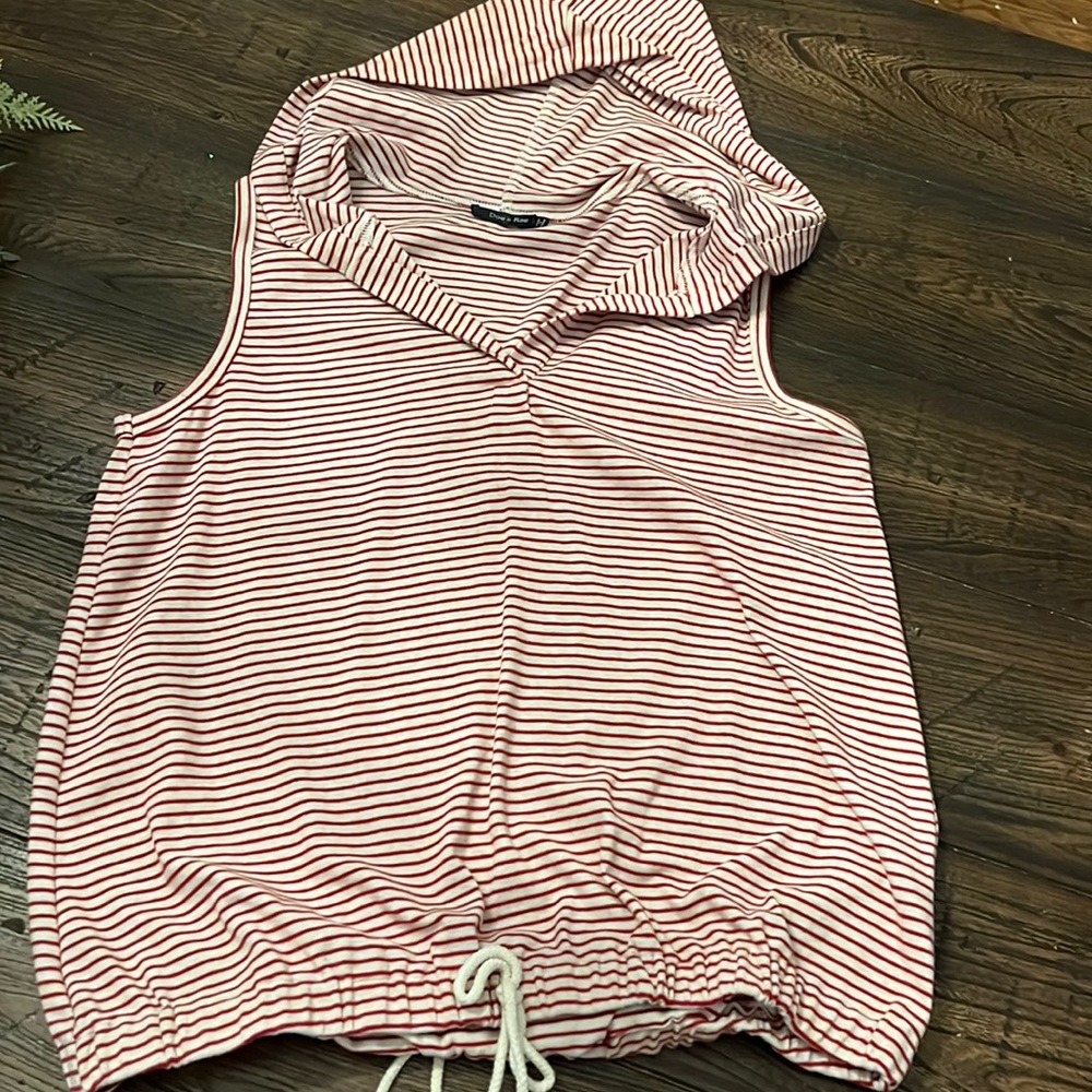 Hoodie Striped Sleeveless Top